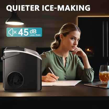 EUHOMY Auto-Cleaning 10'' Nugget Ice Countertop Ice Maker with Handle Includes 2 Bottles of Cleaner - Euhomy